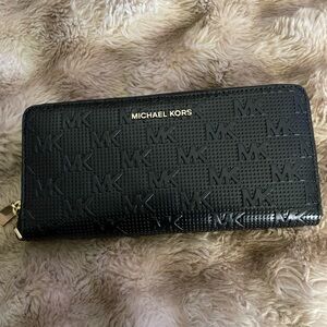 Michael Kors Embossed Black Zip Wallet